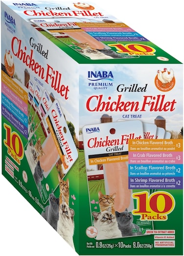 NABA Grilled Chicken Fillet Cat Treats with Vitamin E and Green Tea Extract - Bag of 10