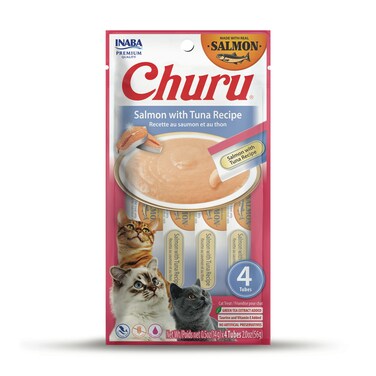 Inaba Churu Salmon With Tuna Recipe Cat Treats 56g  Pack of 6