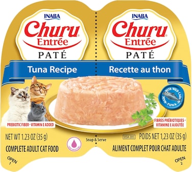 INABA Churu Entr&eacute;e Pate for Cats, Grain-Free, High Protein, Prebiotic Complete &amp; Balanced Wet Cat Food - Tuna Recipe