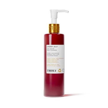 TrulyBeauty Cherry Jelly Body Acne Wash with Soothing Cherry Niacinamide, Hydrating Allantoin, &amp; Mandelic Acid - Award Winning Back Acne Treatment Body Wash Cleanser &amp; Dark Spot Remover