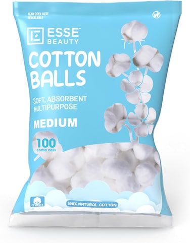 Essentialz Beauty Cotton Balls Medium, Soft, Absorbent And Multipurpose, 100 Count
