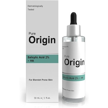 Pure Origin Salicylic Acid 2% + HA Serum - Targets Acne &amp; Blemishes - Promoting A Clearer Complexion - Eco-Friendly - Clinically Validated Serum - 30ml
