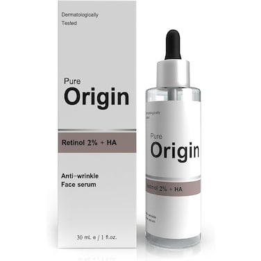Pure Origin Retinol 2% + HA Serum - Boosts Collagen Production -  Reduces Wrinkles - Improves Firmness Skin- Eco-Friendly - Clinically Validated Serum - 30ml