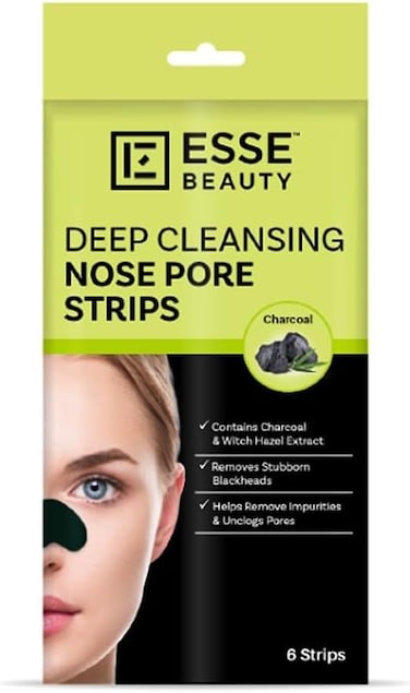 شرائط مسام الانف للتنظيف العميق من ايسي بيوتي، 6 شرائط، تحتوي على الفحم ومستخلص البندق الساحرة، تزيل الرؤوس السوداء والأوساخ والزيوت الزائدة