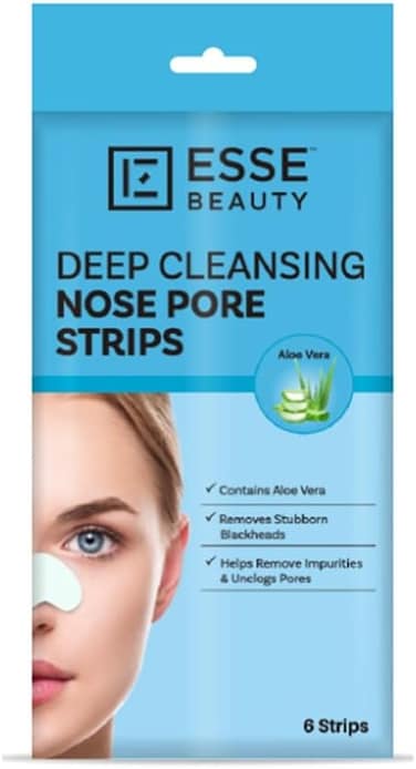 Essentialz Esse Beauty Deep Cleansing Nose Pore Strips, 6 Strips, Contains Aloe Vera, Instantly Removes Blackheads, Dirt &amp; Oil And Unclogs Pores