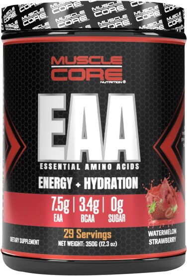 Muscle Core Nutrition EAA 350g   9 Essential Amino Acid  Supports Energy &amp; Hydration  30 Servings, Watermelon Strawberry Flavor 12.3 Oz