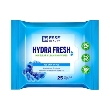 Esse Beauty Hydra Fresh Micellar Cleansing Wipes With Glycerin   Hydrates + Soothes Skin - 25pcs