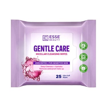 Esse Beauty Gentle Care Micellar Cleansing Wipes For Sensitive Skin   Unscented, Alcohol &amp; Soap Free - 25pcs