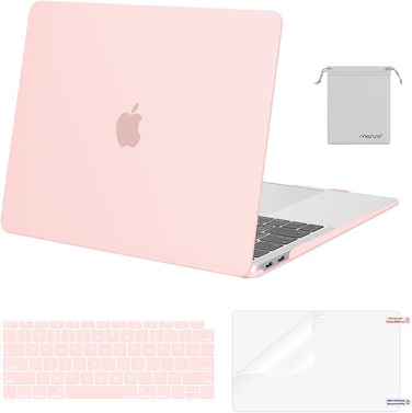 MOSISO Compatible with MacBook Air 13 inch Case 2022, 2021-2018 Release A2337 M1 A2179 A1932, Plastic Hard Shell&amp;Keyboard Cover&amp;Screen Film&amp;Storage Bag for MacBook Air 13.3 inch Case, Apricot

