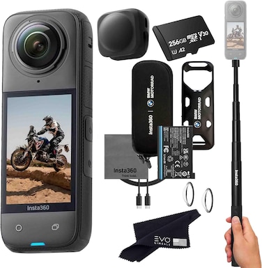 Insta360 X4 BMW Motorrad Limited Edition Basic Bundle-8K Waterproof 360 Action Camera With 1/2" 48MP Sensors, 8K 360 HDR Video, 72MP 360 Photo, Bundle Includes Selfie Stick, Lens Cap