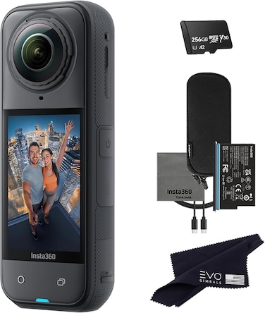 Insta360 X5 - Waterproof 360 Action Camera with 1/1.28" Sensors, 8K 360 HDR Video, 72MP Photo, 4K60fps Single-Lens, Enhanced Low Light Performance, User-Replaceable Upgraded Lenses (256GB)