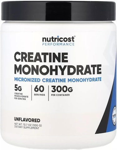 Nutricost Creatine Monohydrate Micronized Powder, 5g per Serving, 60 Servings, 300g, Unflavored, Non-GMO, Vegan
