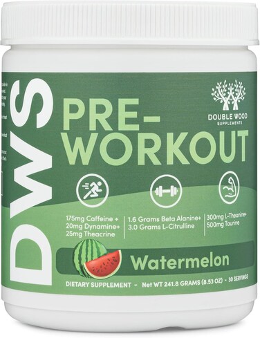 Double Wood Supplements Pre Workout Powder For Men &amp; Women (30 Servings Of Caffeine, Beta Alanine, L-Citrulline, Dynamine, L-Theanine, Taurine, Theacrine, &amp; More) (Watermelon Lime)