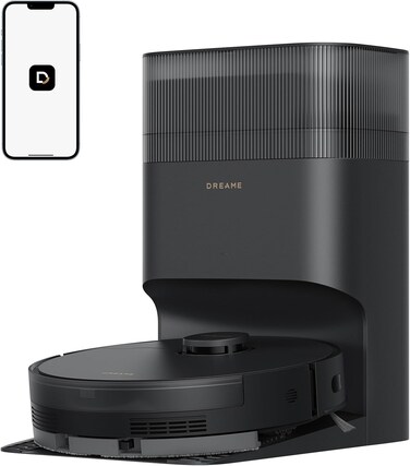 Dreame D20 Plus Robot Vacuum, 13,000Pa Suction, DuoBrush For Zero Tangled Hair, 5L Dust Bag For 150 Days, LDS Navigation, 2-In-1 Vacuum &amp;amp; Mop, 5,200mAh Battery, App &amp;amp; Voice Control, Black