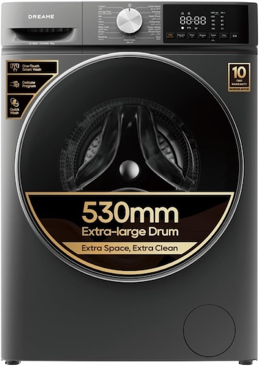 Dreame M5 10KG Front Load Washing Machine, 530mm Extra-Large Drum, 520mm Wide View Door, High-Temp Steam Wash, One-Touch Smart Wash, Anti-Scald Protection, 15-Min Quick Wash