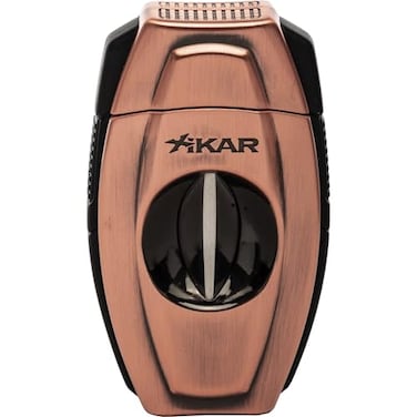 Xikar Flip Dual Cigar Cutter - Versatile 64-Ring Gauge V-Cut &amp; Straight Cut, Premium Stainless Steel Blades, Spring-Loaded Release, Built-In Cigar Rest, Textured Grip Cigar Snipper - Bronze