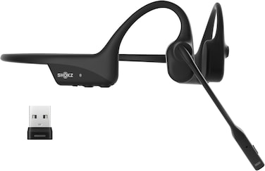 Shokz OpenComm2 UC (2025 Upgrade) Open-Ear Wireless Computer Headset with Boom Mic USB-A Dongle - Black (International Version)