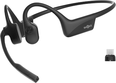 Shokz OpenComm2 UC (2025 Upgrade) Open-Ear Wireless Computer Headset with Boom Mic USB-C Dongle - Black (International Version)
