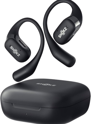OpenFit Open-Ear True Wireless Bluetooth Headphones with Microphone, Earbuds with Earhooks, Sweat Resistant, Fast Charging, 28HRS Playtime (Black) Black
