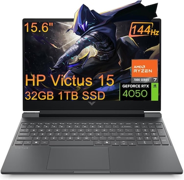 IST Computers HP Victus 15 Gaming Laptop (15.6" FHD 144Hz, NVIDIA RTX 4050 6GB, AMD Ryzen 7 7445HS, 32GB DDR5 RAM, 1TB SSD, 6-Core (> Intel i7-13700H) ), Backlit KB, Ethernet, Webcam, Wi-Fi 6, Silver