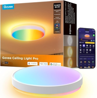 Govee RGBIC LED Ceiling Light, 38 cm Smart Ceiling Lamp, 4300 lm Dimmable LED Ceiling Light, 48.5 W, Work with Matter, Alexa, Google Assistant, Interior Light for Living Room, Bedroom, Kitchen