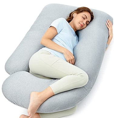 Momcozy Pregnancy Pillows With Cooling Cover, U-Shaped Full Body Maternity Pillow For Side Sleepers 57inch - Support For Back, Hip, Belly, Legs For Pregnant Women