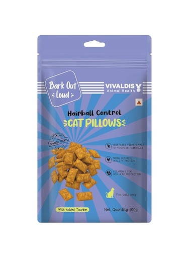 Bark Out Loud by Vivaldis - Cat Pillow Treats  Hairball Control   Added Taurine, Vitamin E for Cats 100g