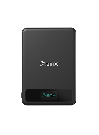 BMX SolidSafe&trade; 5K Magnetic Power Bank  Solid State Technology, Safe and Efficient, TSA Flight Approved, 15W/20W Wireless/Wired, USB-C Fast Charging, Info Display, Compact &amp; Lightweight - Black