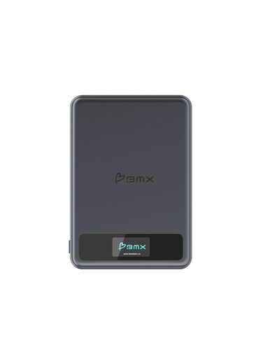 BMX SolidSafe&trade; 5K Magnetic Power Bank  Solid State Technology, Safe and Efficient, TSA Flight Approved, 15W/20W Wireless/Wired, USB-C Fast Charging, Info Display, Compact &amp; Lightweight - Blue