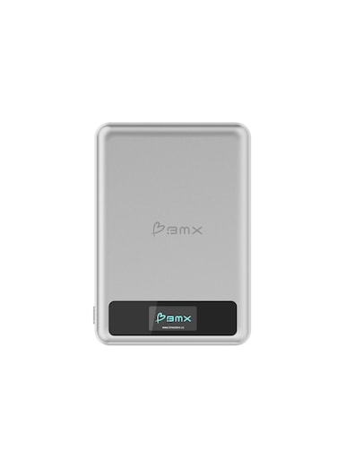 BMX SolidSafe&trade; 10K Magnetic Power Bank  Solid State Technology, Safe and Efficient, TSA Flight Approved, 15W/30W Wireless/Wired, Dual USB-C Fast Charging, Info Display - Silver