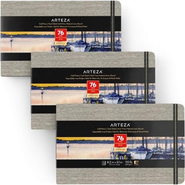 Watercolor Book, 5.1 x 8.3 inch, 1 pack, 76 Pages, 110lb