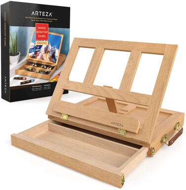 Wood Desktop Easel with Storage Drawer &amp; Palette