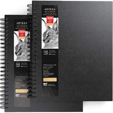 Spiral, Sketch Book Hard Cover (9x12 in, 100 sheets, 100 gsm, Spiral Bound) Black Cover