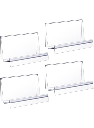 Purse Display Stand, Clear Acrylic Wallet Display Stand Holder Purse Jewelry Stand Handbag Display Stand Acrylic Purse Organizer for Bag Phone Cards Cosmetic Store Business, 5.5 x 3.3 x 3 Inch (4 Pcs)