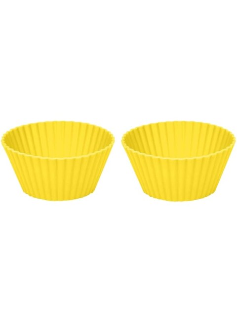 GulfDealz Food Grade Silicone Muffin Cupcake Mold, Baking Bakeware Mold - Yellow (Pack of 2)