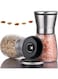 NaturalFeel 2-Pack Stainless Steel Salt and Pepper Grinders Set - Refillable, Adjustable Coarseness for Sea Salt, Black Peppercorn, and Spices