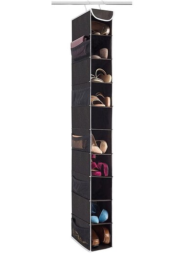 ZOBER 10-Shelf Hanging Shoe Organizer Hanging Closet Shoe Organizer with Side Mesh Pockets, Space Saving Shoe Holder &amp; Storage, Closet Organizer Great for Shoes, Purses