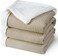 Waffle Sherpa Blanket Queen Size (230cm x 230cm), Luxury Plush Flannel Fleece for Winter, Reversible &amp; Cozy Soft, Khaki