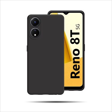 Oppo Reno8 T 5G Case Cover Rubberized Matte Soft Silicone Thin TPU with Camera Protection Anti-Scratch Slim Fit Flexible Back Case Cover for Oppo Reno 8T Black