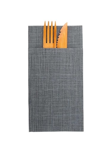 Restaurantware Luxenap Air Laid Kangaroo Dinner Napkins - Black with White Threads - Soft and Durable 16" x 16" Paper Napkins with Built-in Flatware Pocket - Disposable and Recyclable - 40-CT -