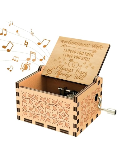 THMINS Wood Music Boxes for Wife, Gifts from Husband, Vintage Hand Crank Music Box,Best Wife Presents,Thank You for Being Such an Important Piece of My Life