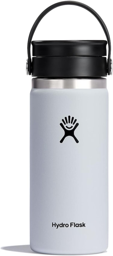 Hydro Flask White Wide Mouth Insulated Coffee Flask, 470 ml
