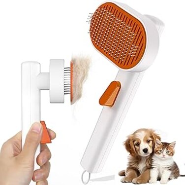 GraGra Cat Brush, Pet Cleaning Grooming Brush, Pet Shedding Brush for Short or Long Haired Cats, Pet Dog Hair Brush for Puppy Kitten Massage Removes Loose Undercoat, Mats, Tangled Hair, Shed Fur