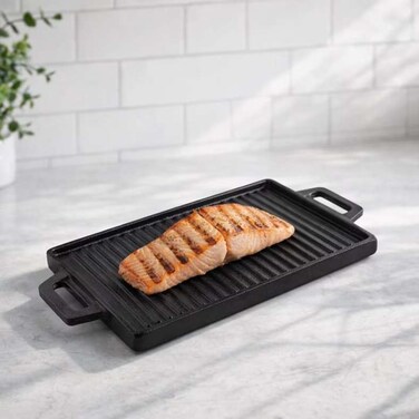 Home Cast Iron Grill Plate 26x16cm - Black