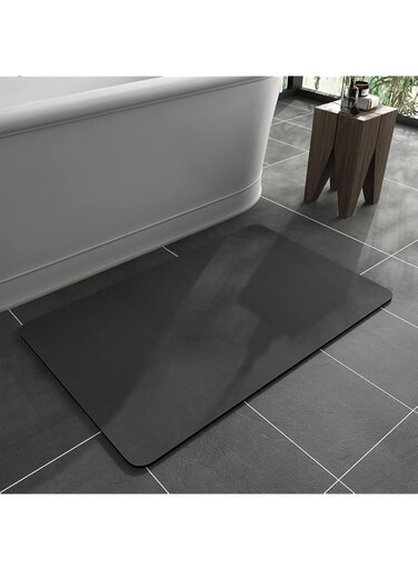 MontVoo -Bath Mat Rug-Rubber Backing Non Slip Quick Dry Absorbent Thin Bathroom Rugs Fit Under Door-Faux Suede Surface Bathroom Floor Mats-Shower Rug for in Front of Bathtub Shower Dark Grey 20"x32