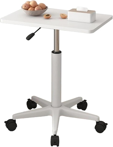 Desk Mobile Table for Sofa, Bedside, and Office &ndash; Adjustable Height Laptop &amp; Worktable for Home Office, Standing &amp; Sitting Use" White