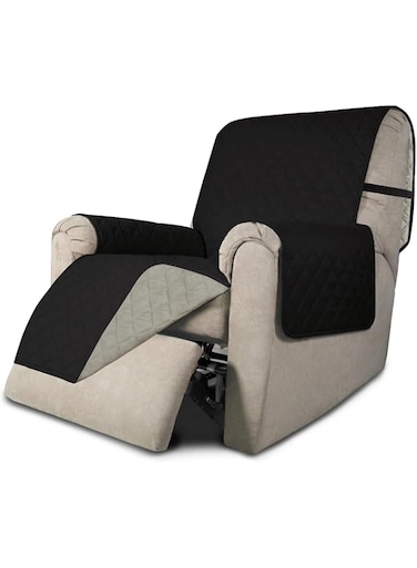 CENXI Recliner Chair Covers, Reversible Chair Cover, Pet Covers for Dogs with Elastic Straps, Water Resistant Diamond Quilted (23''Recliner Small, Black/Black)