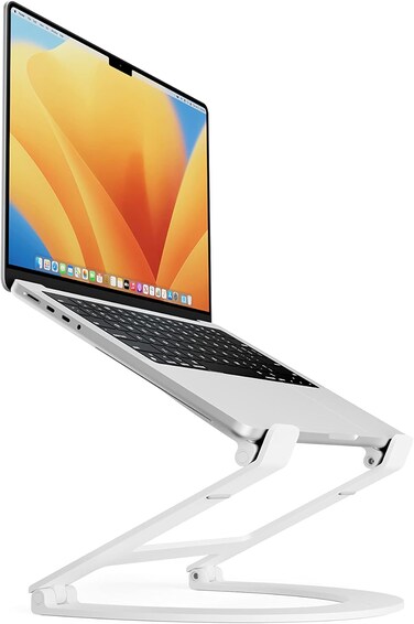 Twelve South Curve Flex Ergonomic Height &amp; Angle Adjustable Aluminum Laptop/Macbook Stand/Riser, Fits 10" 17", Folds Flat For Portability Travel Pouch Included, Matte White, Ts-2202