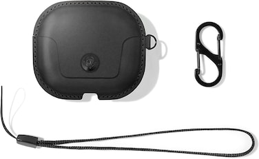 Twelve South Airsnap Gen 3, Leather Protective Case/Cover With Loss Prevention Clip And Optional Carry Strap For Airpods Gen 3, Black