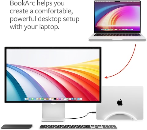 Twelve South Bookarc Flex, Space-Saving Vertical Stand To Organize Work &amp; Home Office For Apple Macbooks/Laptops, White